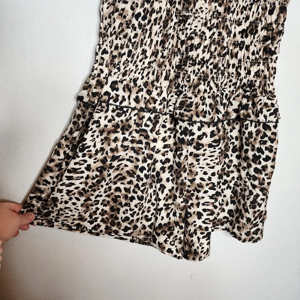 Nordstrom‎ Truly Me leopard smocked romper. Kids 14.